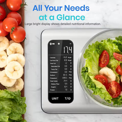 Smart Calorie-Tracking Kitchen Scale | Stainless Steel Precision Food Analyzer
