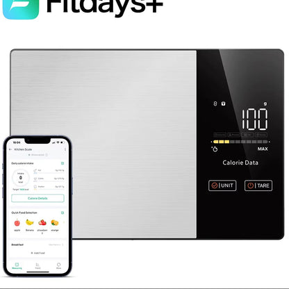 Smart Calorie-Tracking Kitchen Scale | Stainless Steel Precision Food Analyzer