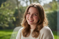 create a girl with the name of Sara for a photo review, that looks so realistic and good, like looks so real 